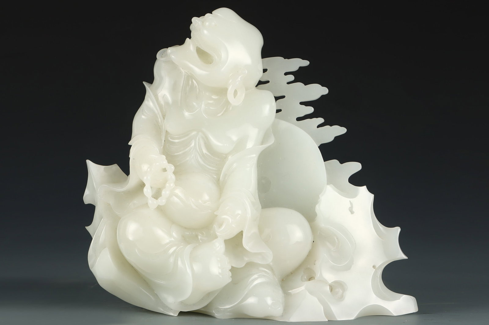 A Exquisite Hotan White Jade Carved Arhat Ornament (1 of 9)