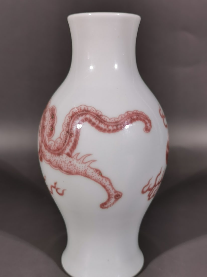 A Exquisite Underglaze-Red Dragon Pattern Vase - 4