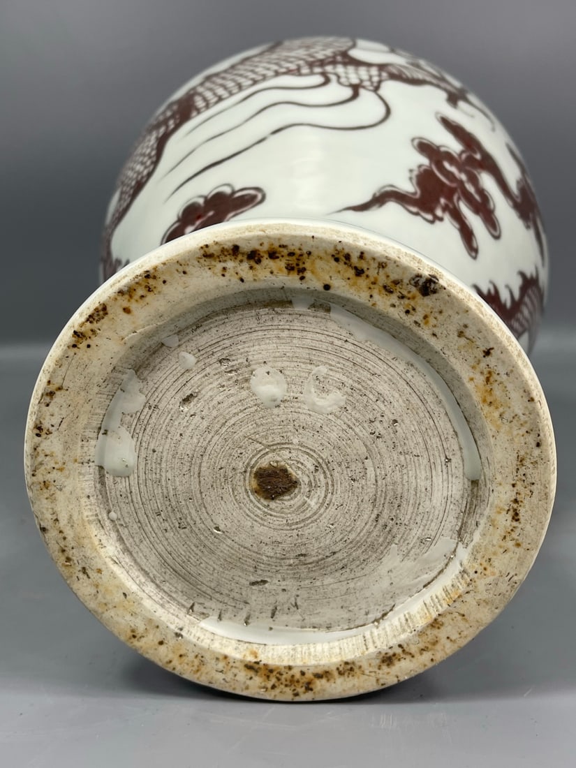 A Exquisite Underglaze-Red Dragon pattern Vase - 9