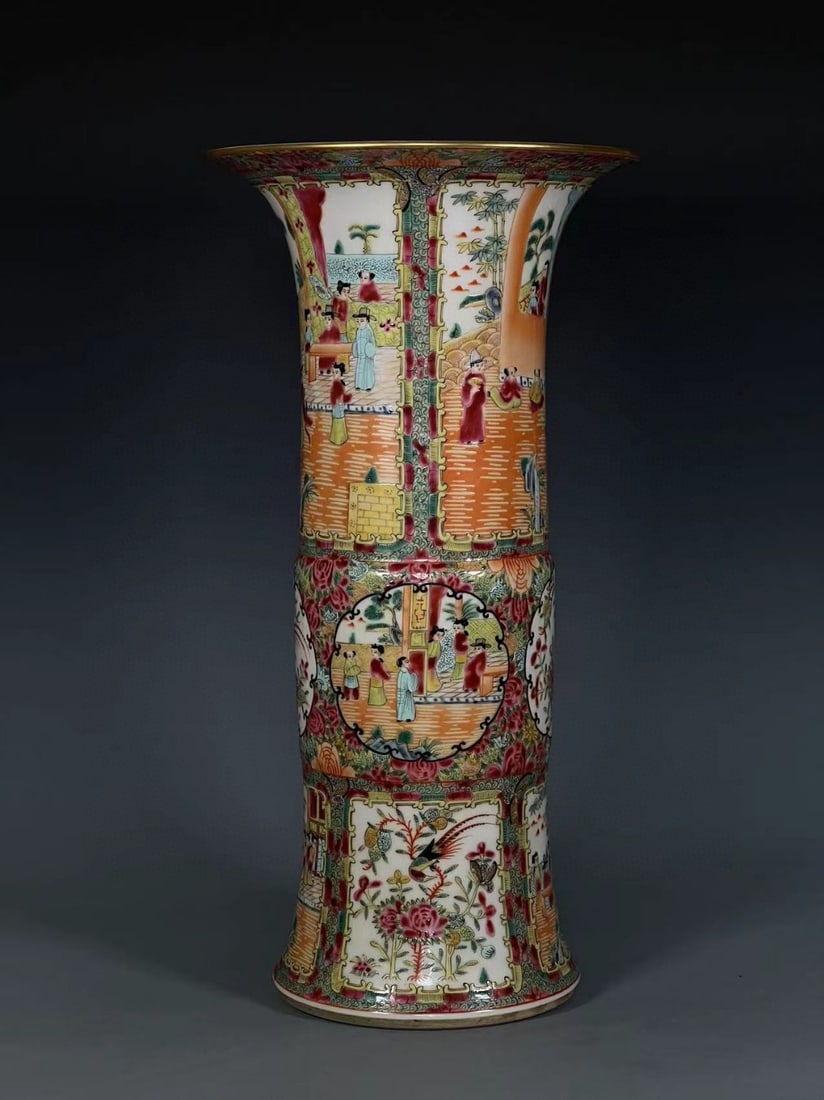 A Exquisite Guangcai Figures Pattern Flower Insert - 2