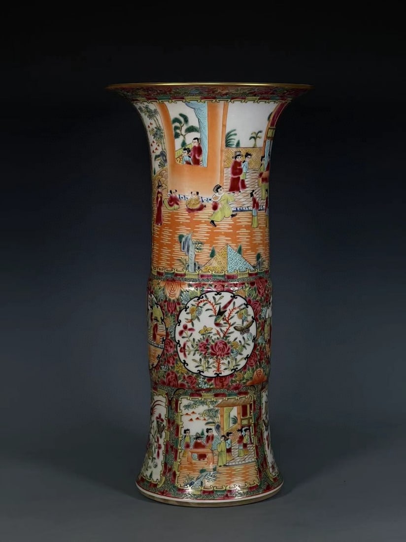 A Exquisite Guangcai Figures Pattern Flower Insert - 3