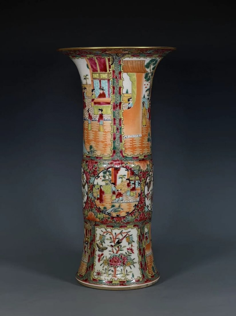 A Exquisite Guangcai Figures Pattern Flower Insert - 4