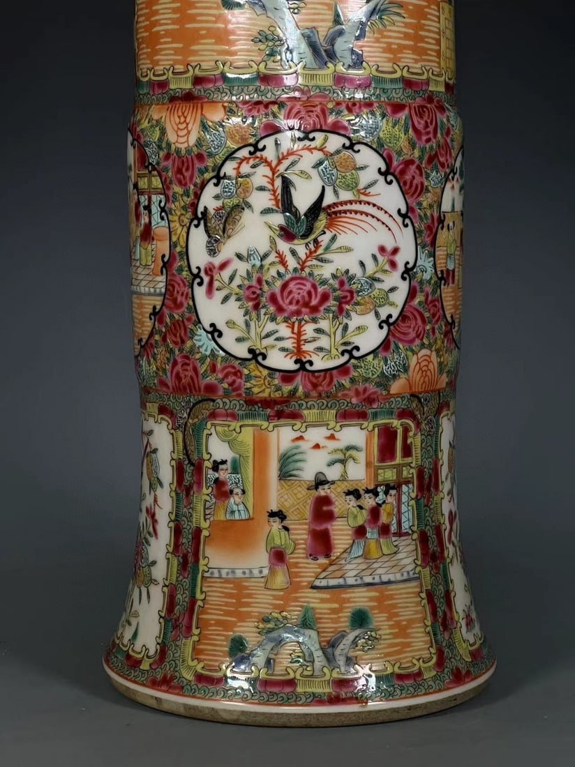 A Exquisite Guangcai Figures Pattern Flower Insert - 5