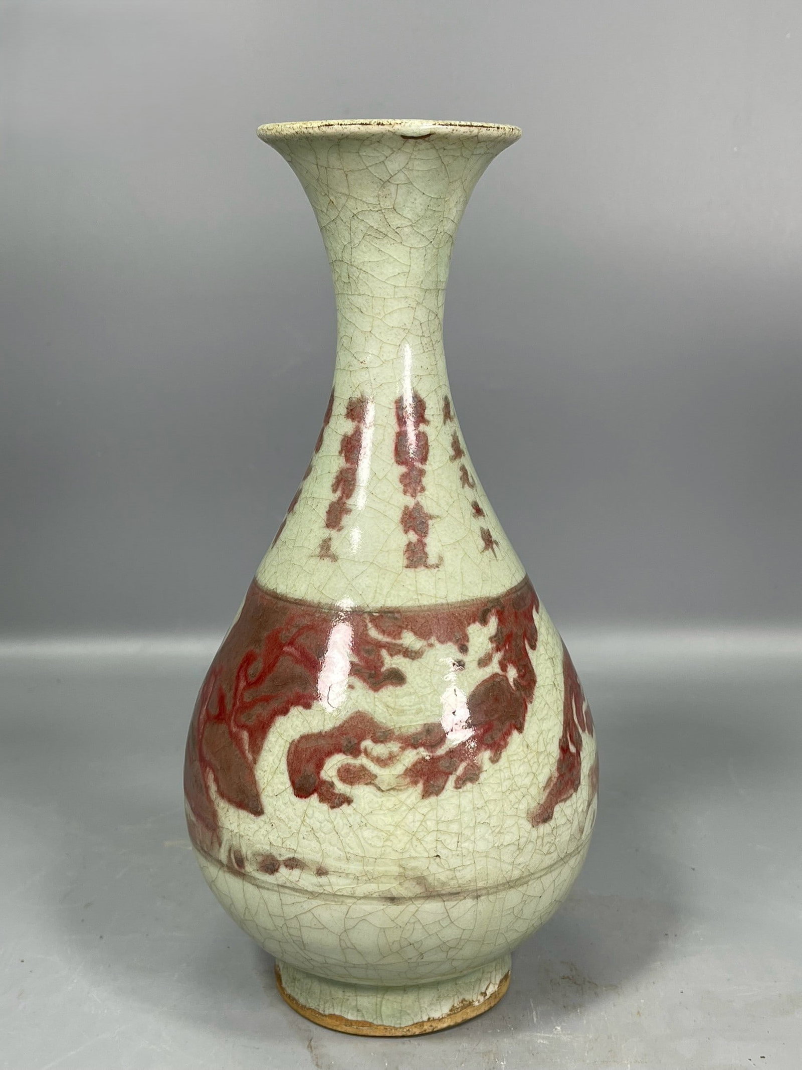 A Exquisite Ge Glaze Underglaze-Red Dragon pattern Vase (1 of 8)