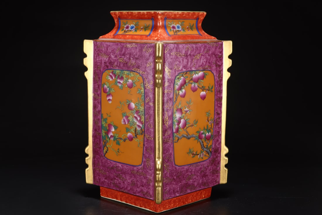 A Exquisite Ruby Red-Glazed Flower and Bird Pattern Vase - 4