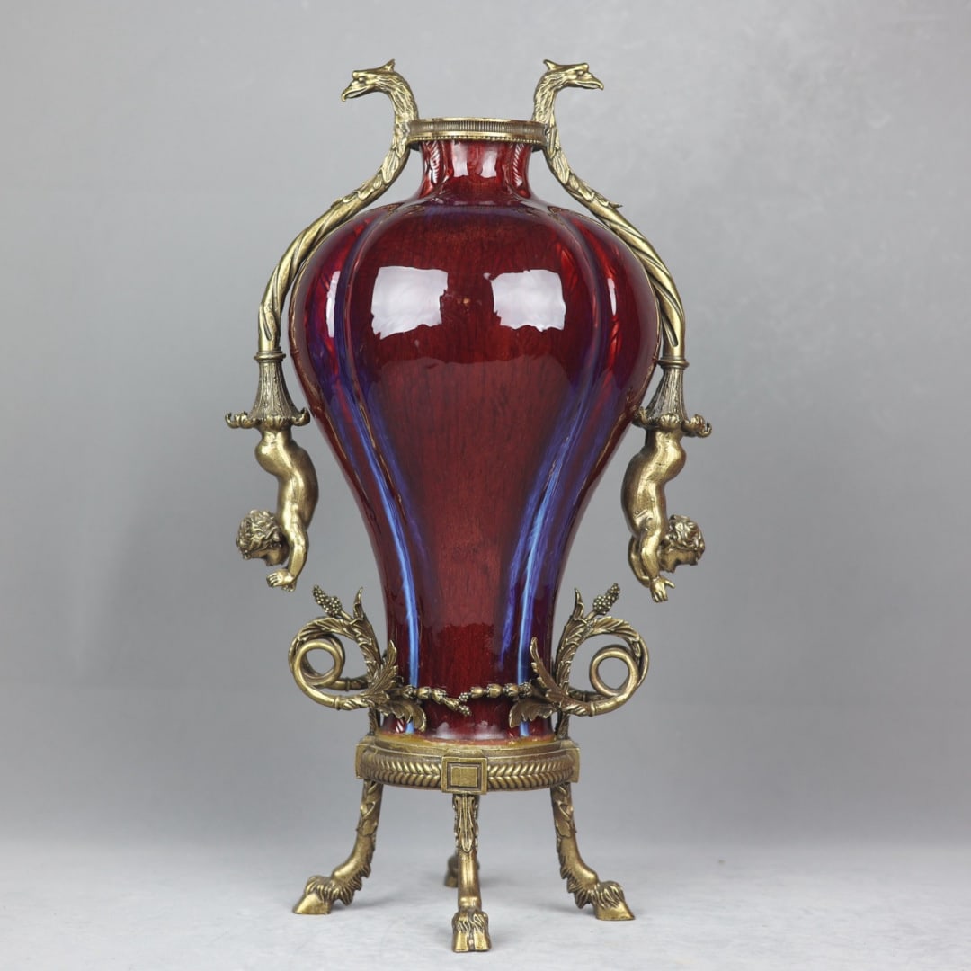 A Exquisite Langyao Red Copper Inlay Vase (1 of 9)