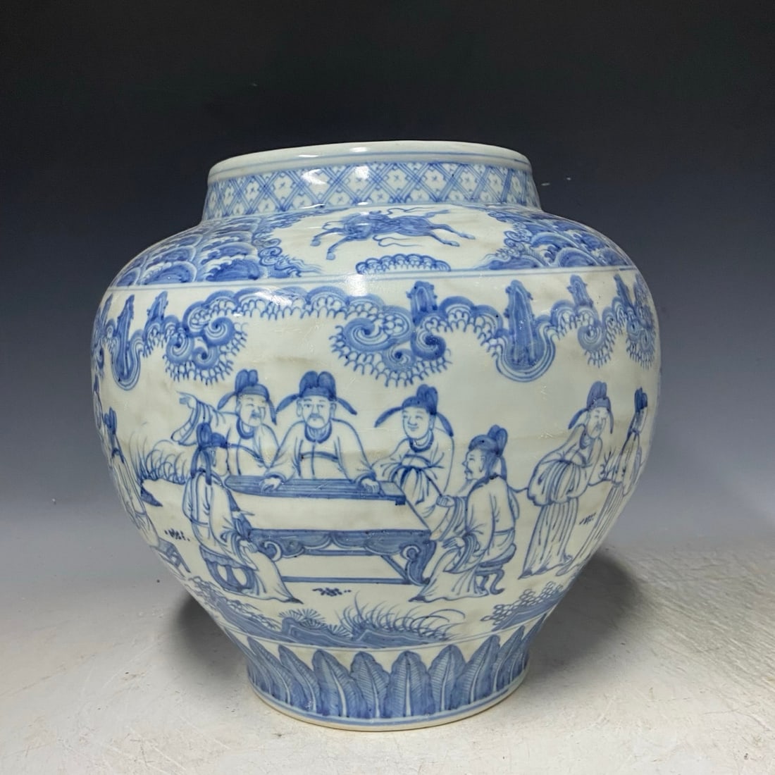 A Exquisite Blue and White Character and Story Pattern Jar (1 of 9)