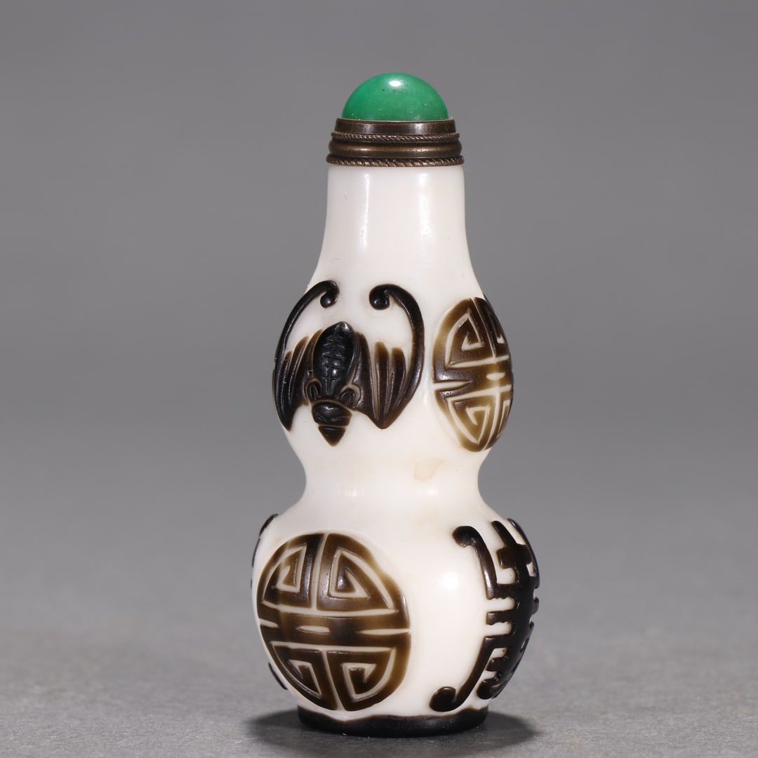 A Exquisite Hotan Jade Bats Pattern Snuff Bottle - 5