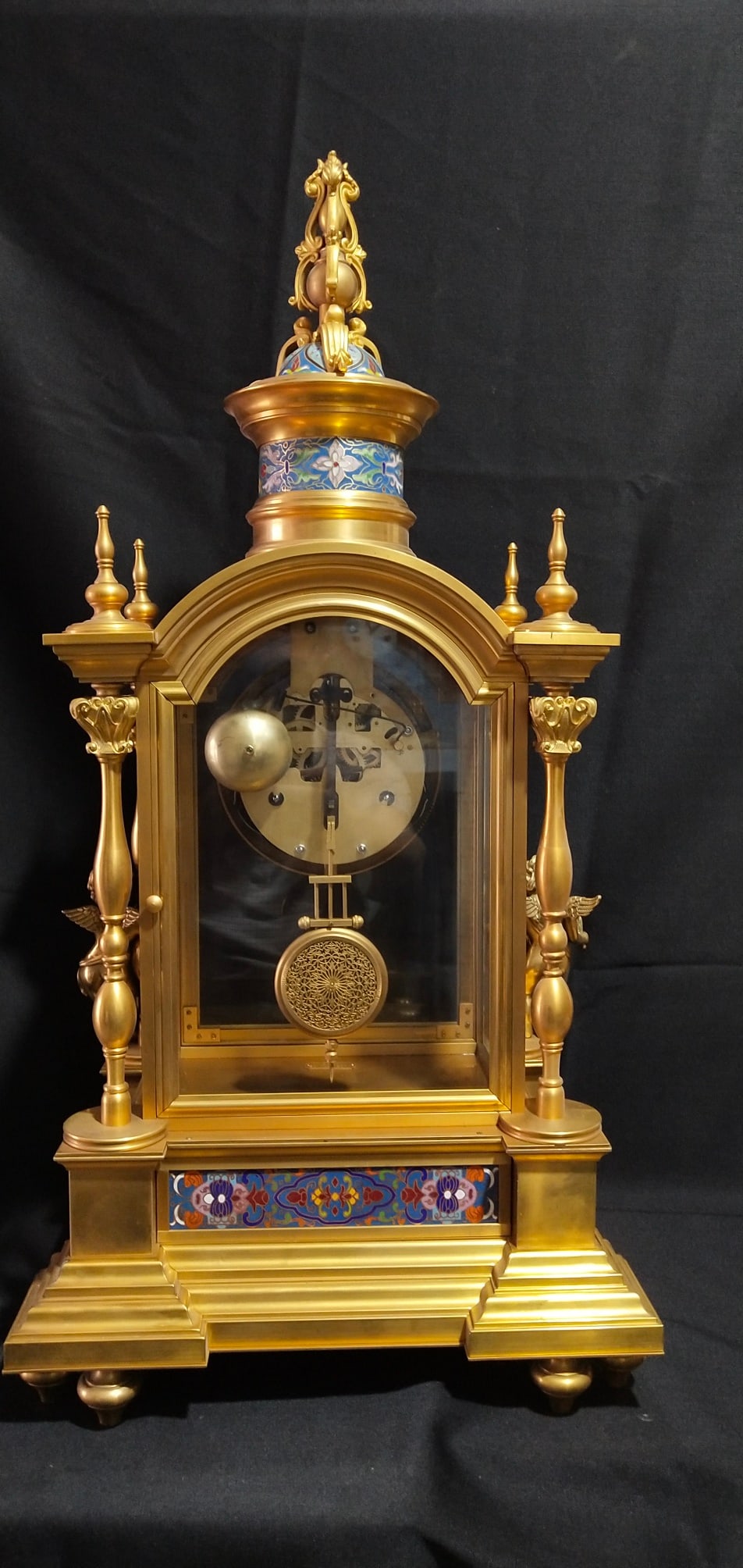 A Exquisite Cloisonne Gilt Bronze Mantel Clock (1 of 9)