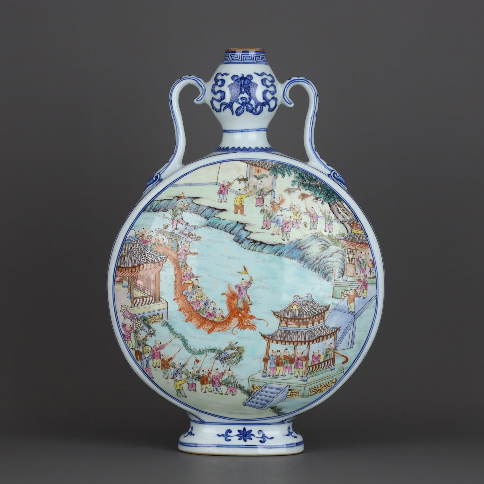 A Exquisite Blue and White Famille Rose Figure Story Pattern Vase (1 of 9)