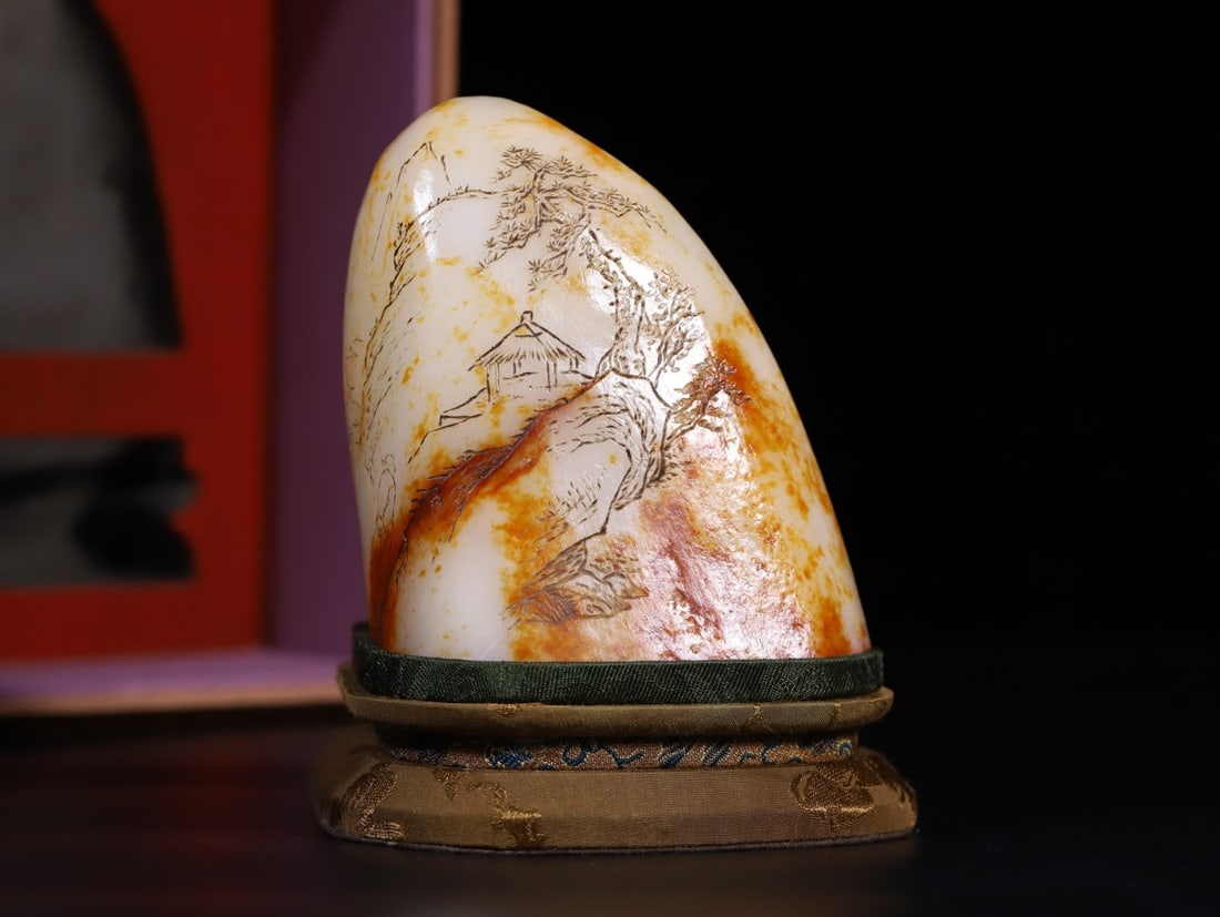 A Exquisite Hotan Jade Landscape Pattern Seal (1 of 8)