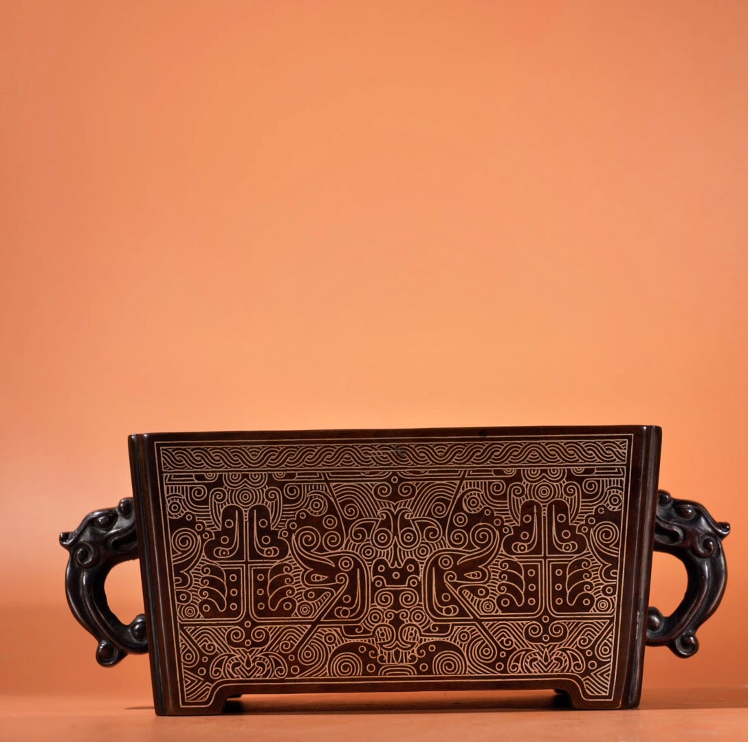 A Exquisite Bronze Inlaid with Silver Beast-Face Pattern Censer (1 of 9)