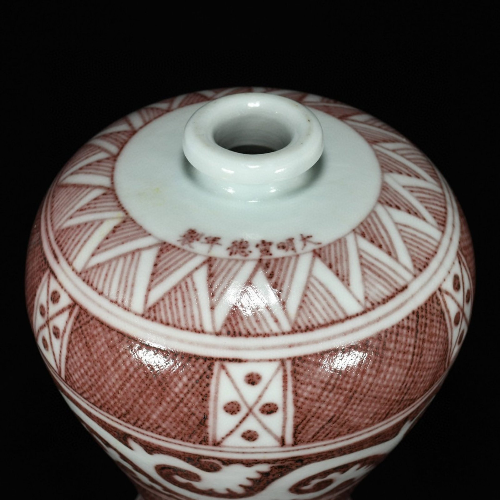 A Rare Underglaze-Red Scroll Grass Pattern Vase - 6