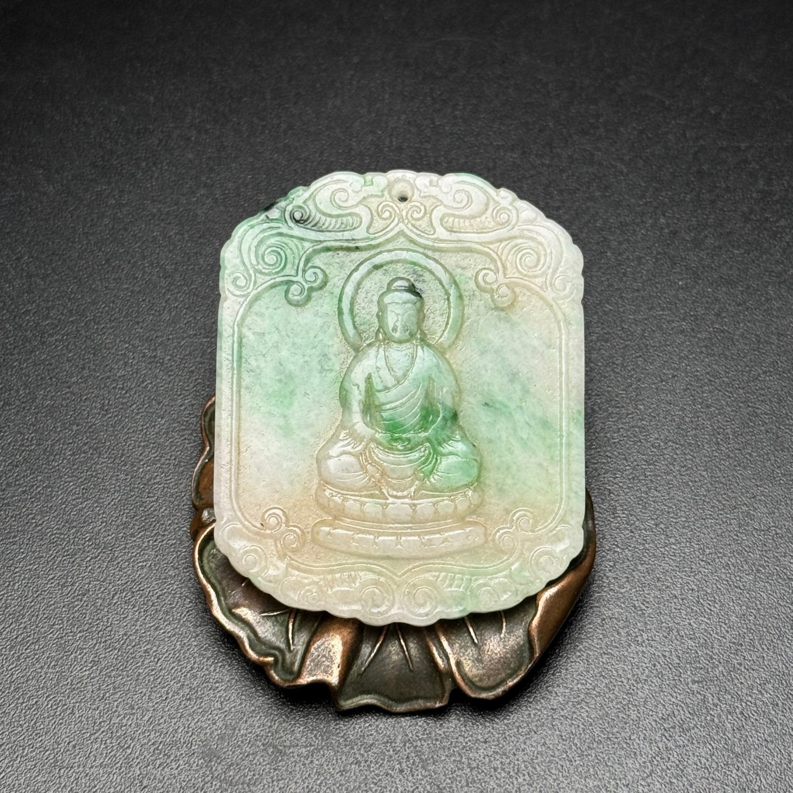 An Exquisite Jadeite Statue of Sakyamuni Pattern Pendant (1 of 7)