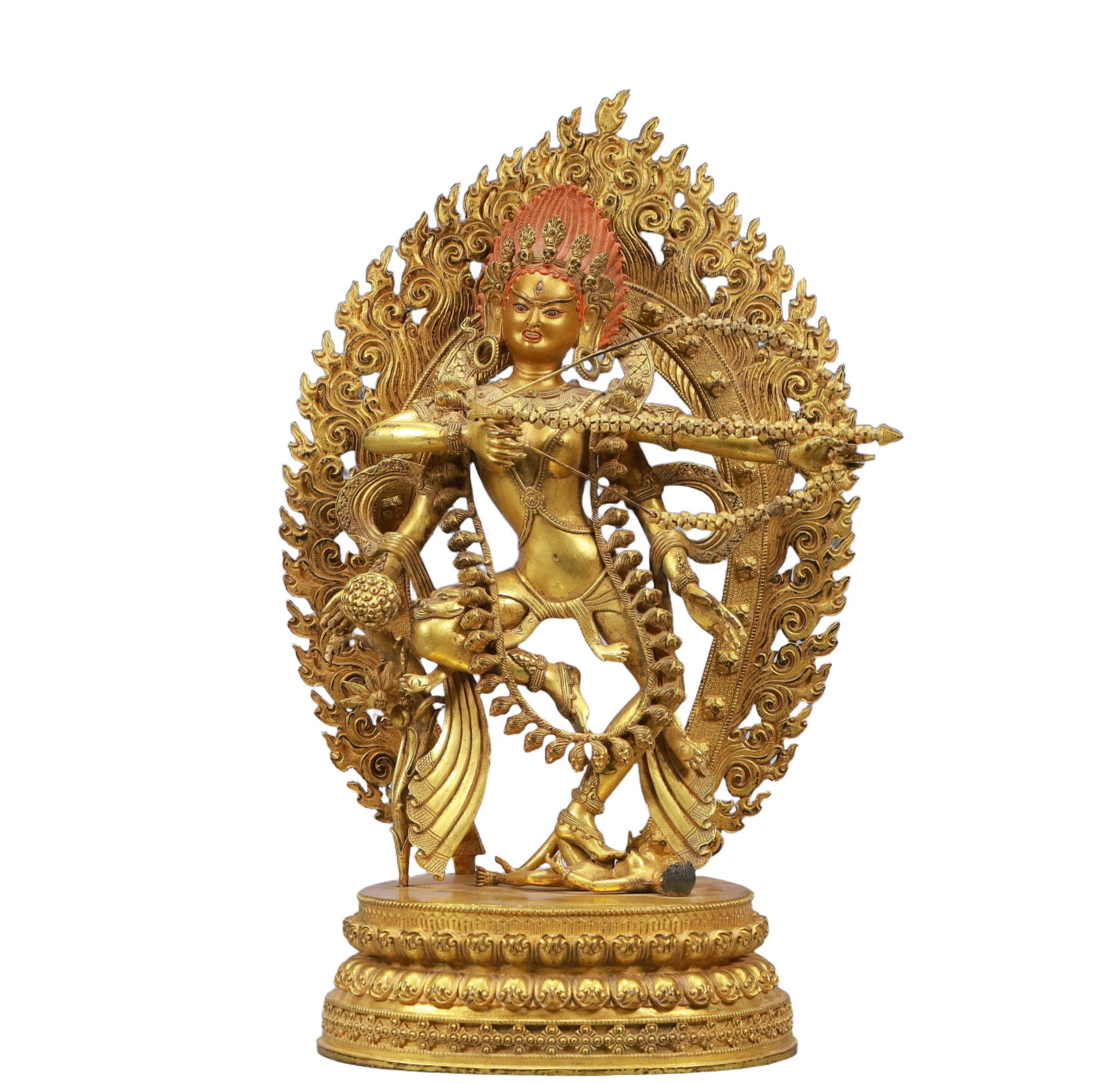 A Solemn Gilt Bronze Statue of Gautama’s Mother: A Solemn Gilt Bronze Statue of Gautama’s Mother,Ming Dynasty, China,Size:8.3inx4.3inx13in Weight:3450g 铜鎏金佛母像,中国明代