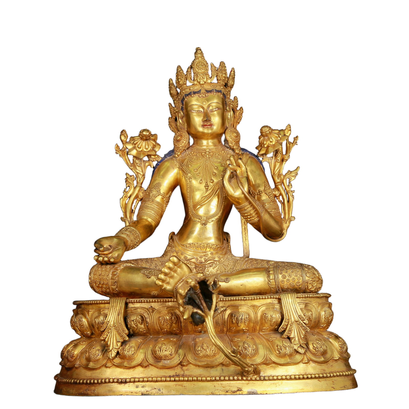 A huge gilt-bronze green Tara statue (1 of 14)