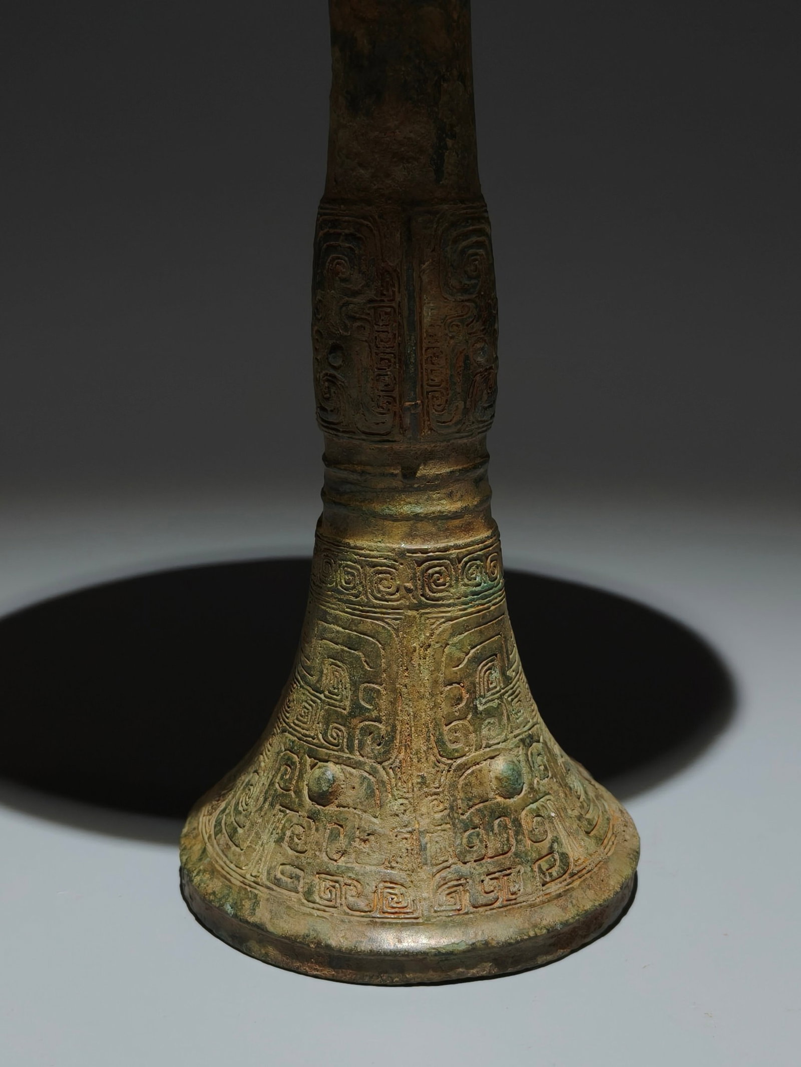 An Archaic Bronze Beast-Face Pattern Libation Cup - 2