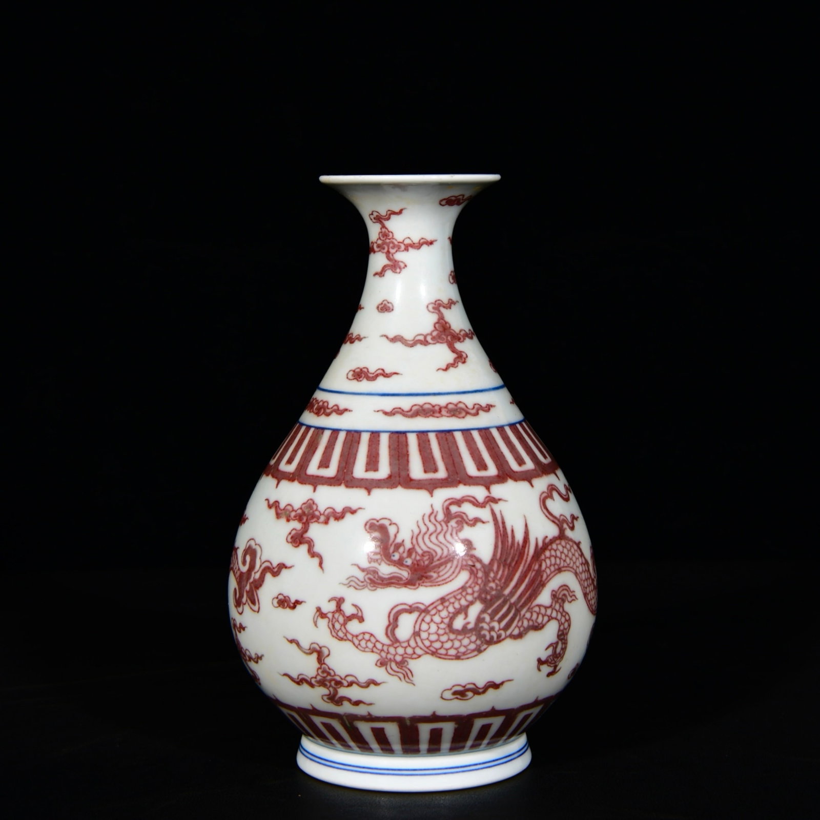 An Exquisite Underglaze-Red Auspicious Cloud and Dragon Pattern Vase (1 of 9)