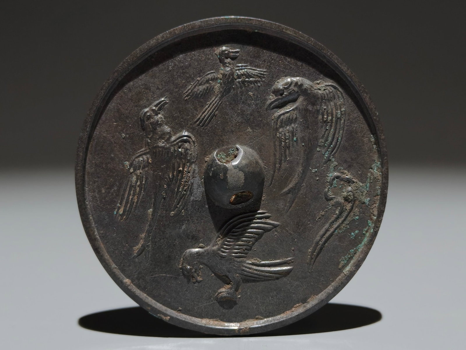 An Archaic Bronze Bird Pattern Mirror - 2