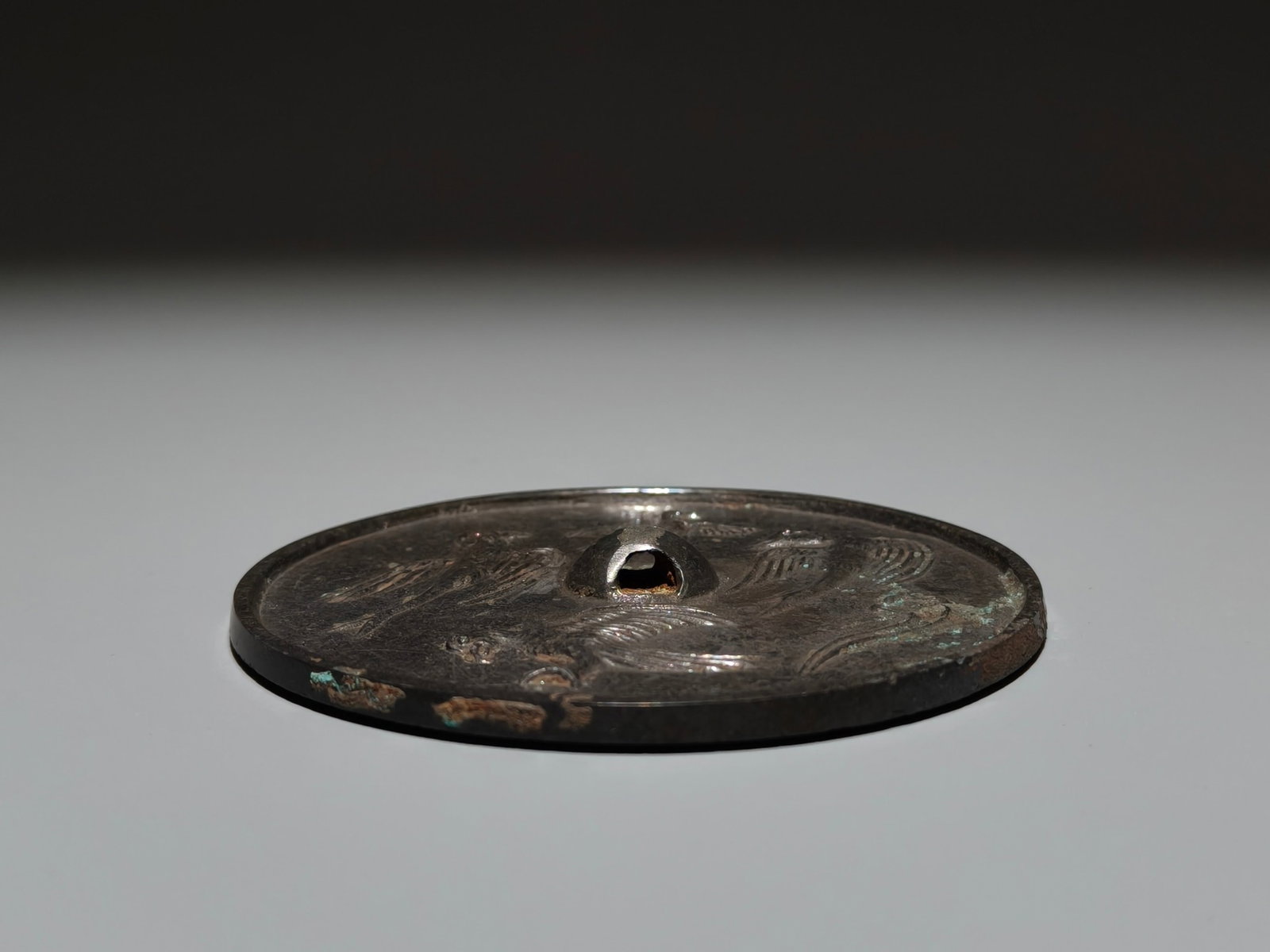 An Archaic Bronze Bird Pattern Mirror - 9