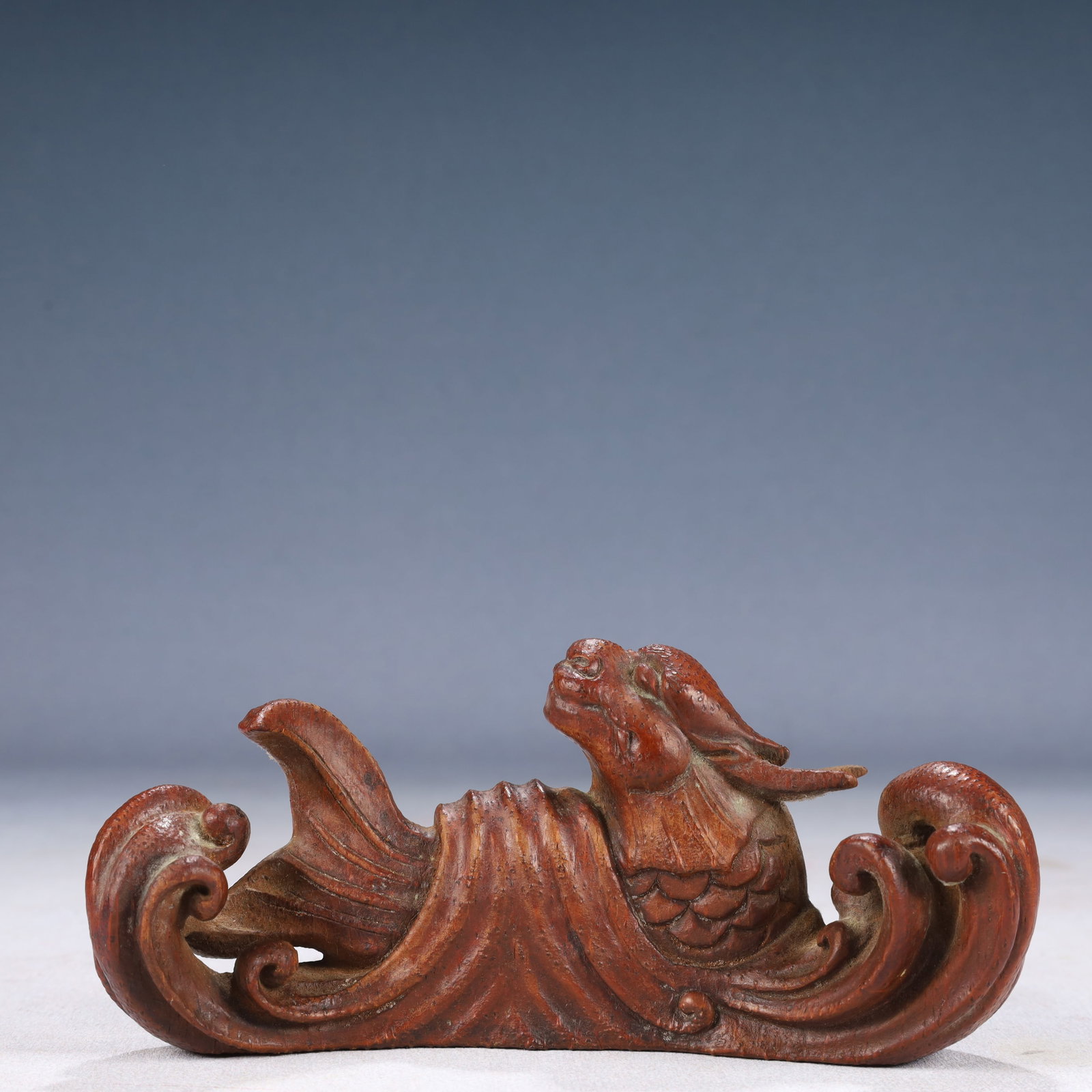 An Exquisite Bamboo Auspicious Beast Ornament: An Exquisite Bamboo Auspicious Beast Ornament,Qing Dynasty, China,Size:5.9inx1.2inx2.8in,Weight:100g 竹雕瑞兽摆件,中国清代