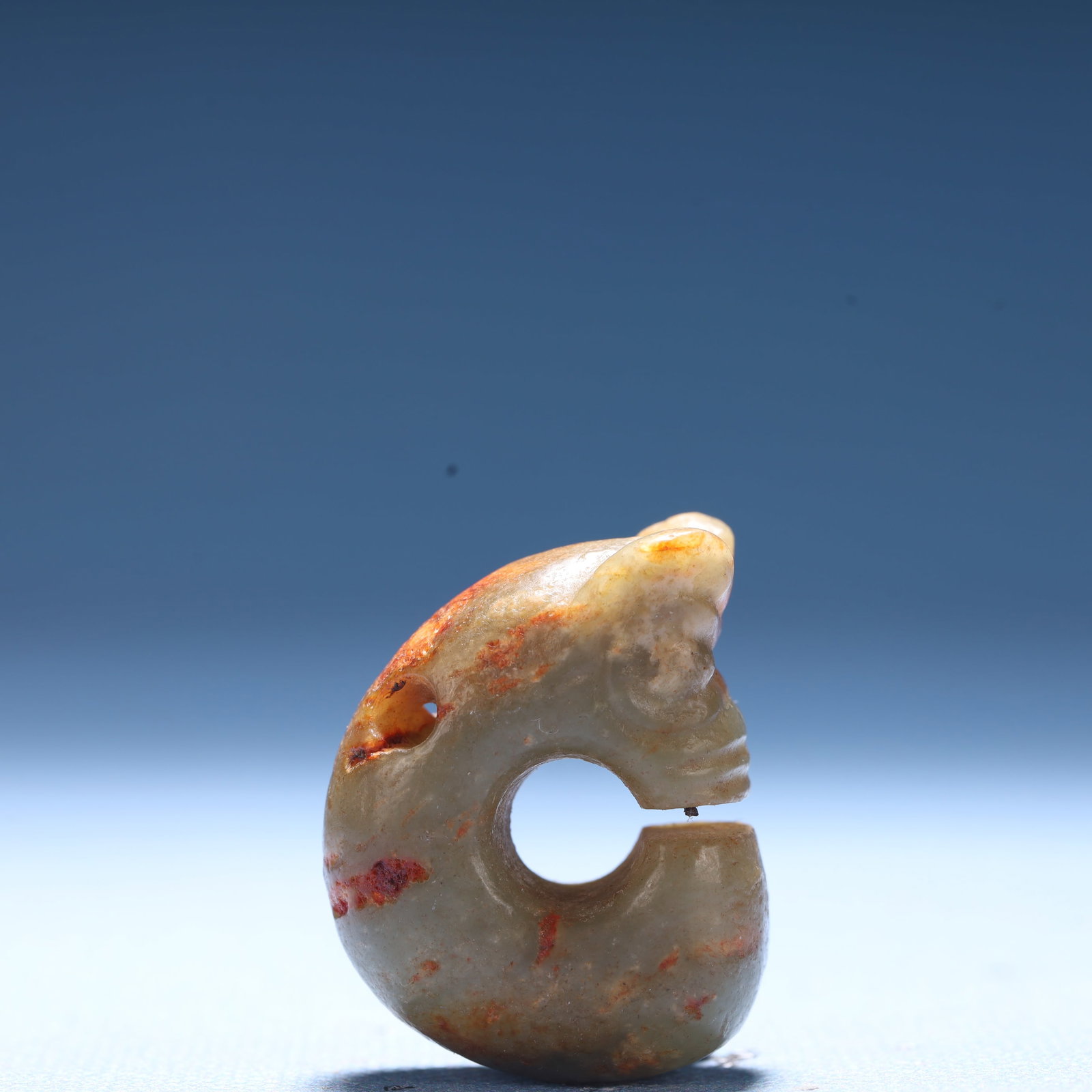 An Archaic Hongshan Culture Greenish Jade Pig and Dragon Pendant: An Archaic Hongshan Culture Greenish Jade Pig and Dragon Pendant,Ancient Time,China,Size:1.1inx0.7inx1.3in,Weight:27.5g 