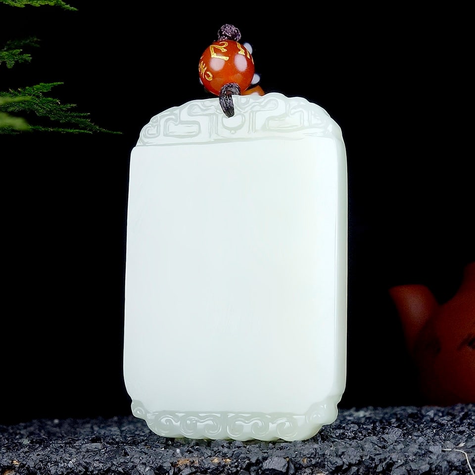 An Exquisite White Jade Pendant: An Exquisite White Jade Pendant,Size:49mmx31mmx8mm 白玉挂件