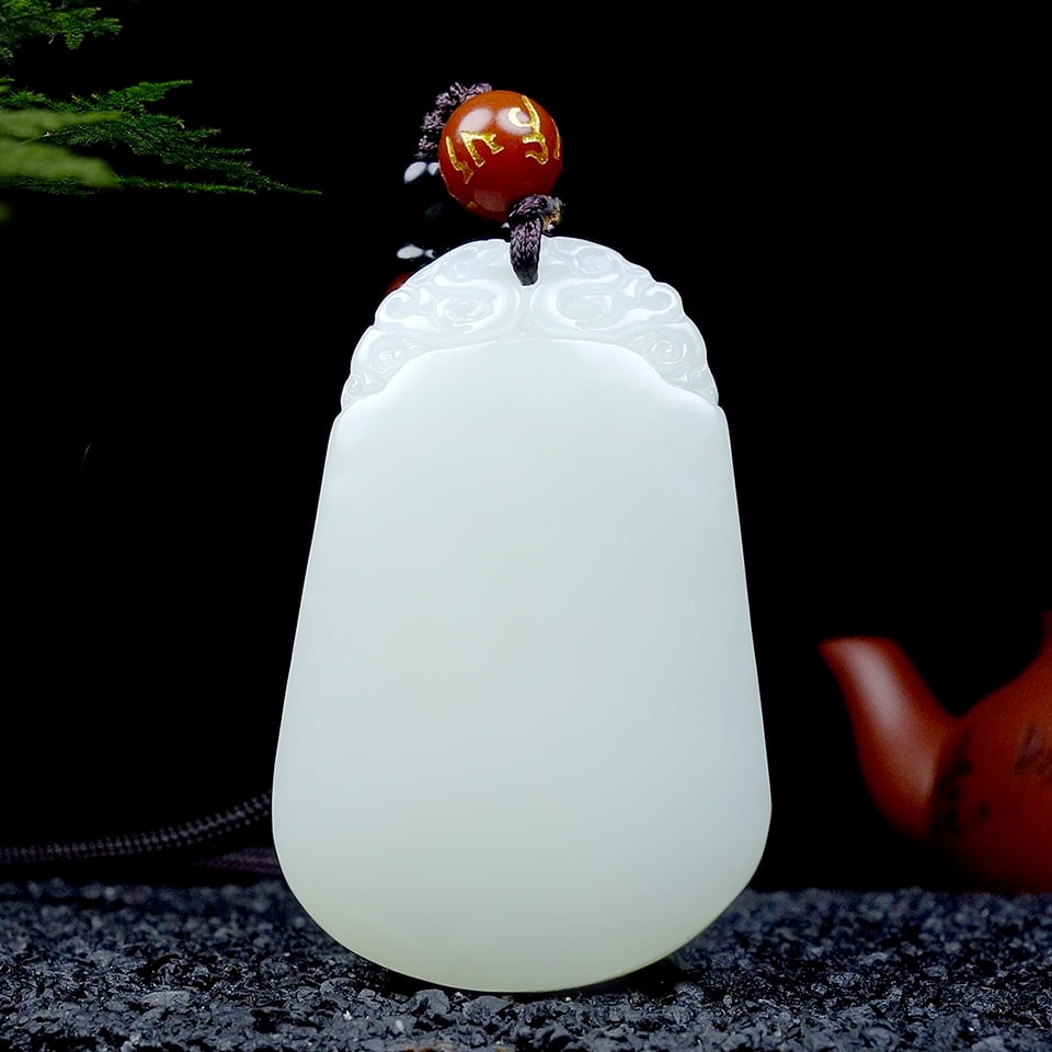 An Exquisite White Jade Pendant: An Exquisite White Jade Pendant,Size:49mmx32mmx8mm 白玉挂件