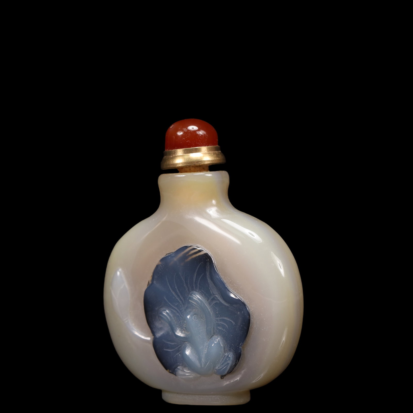 An Exquisite Agate Frog Pattern Snuff Bottle - 2