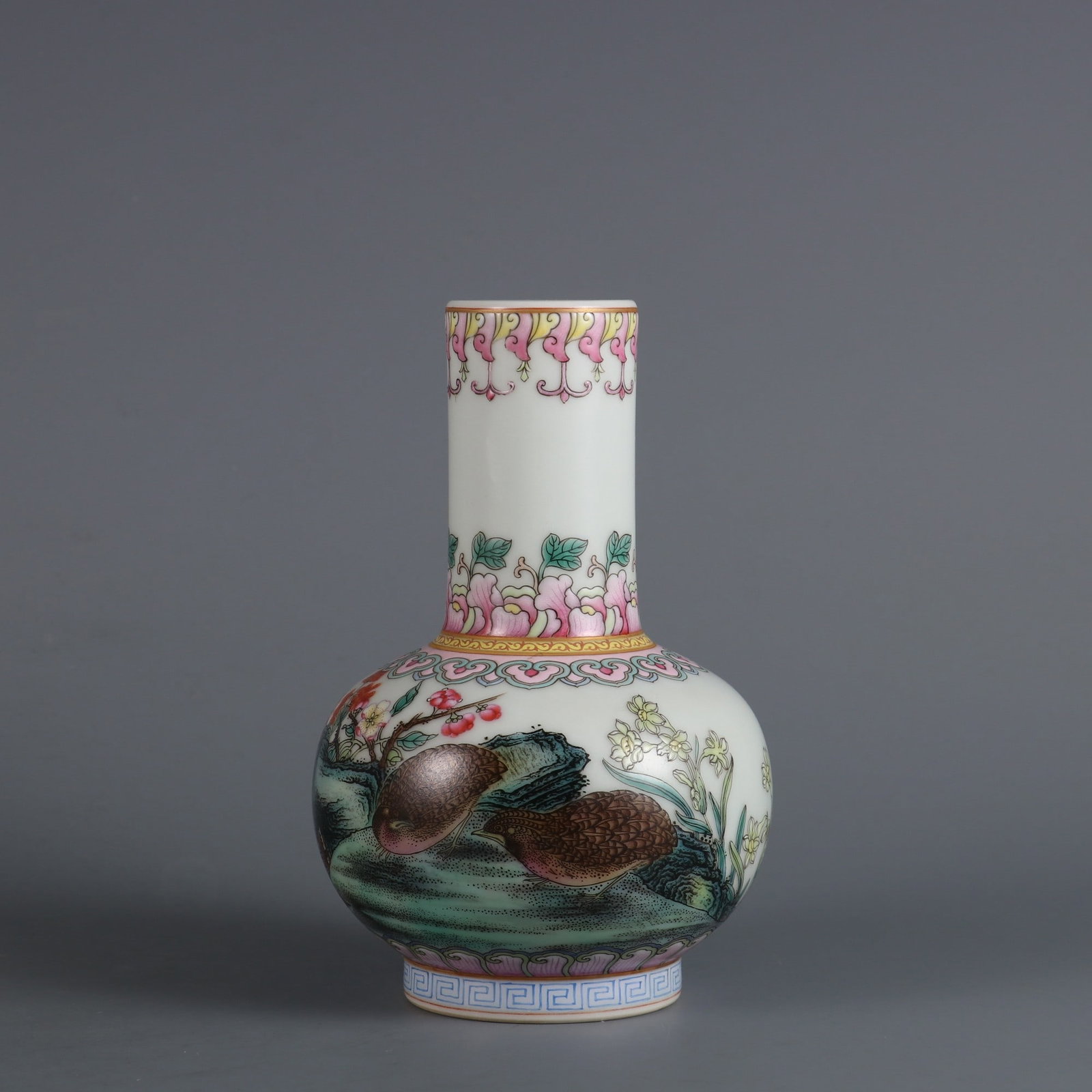 An Exquisite Enamel Flower and Bird Pattern with poem Vase (1 of 9)