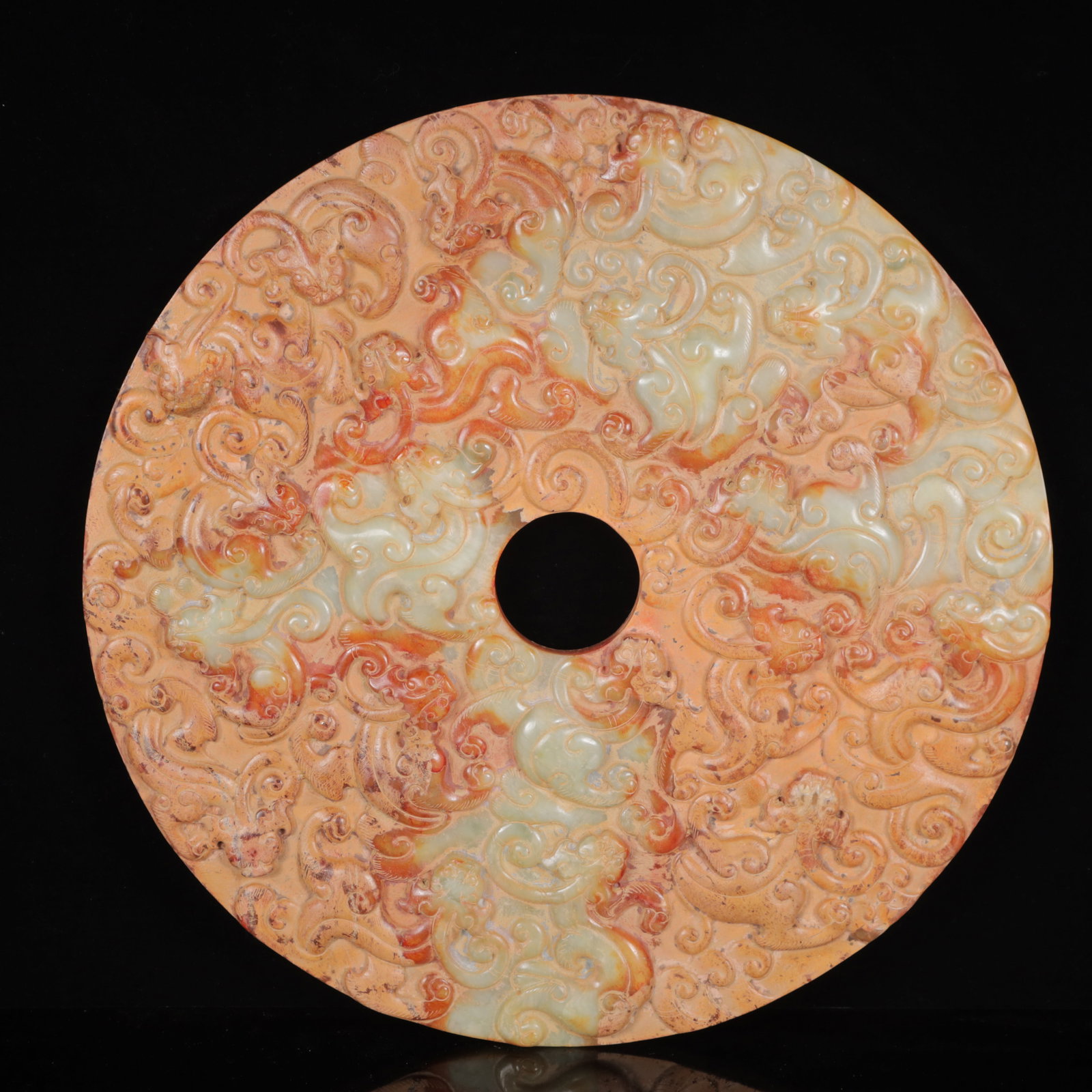 A Exquisite White Jade Chi-Dragon Pattern Jade Pendant,with Poem (1 of 7)