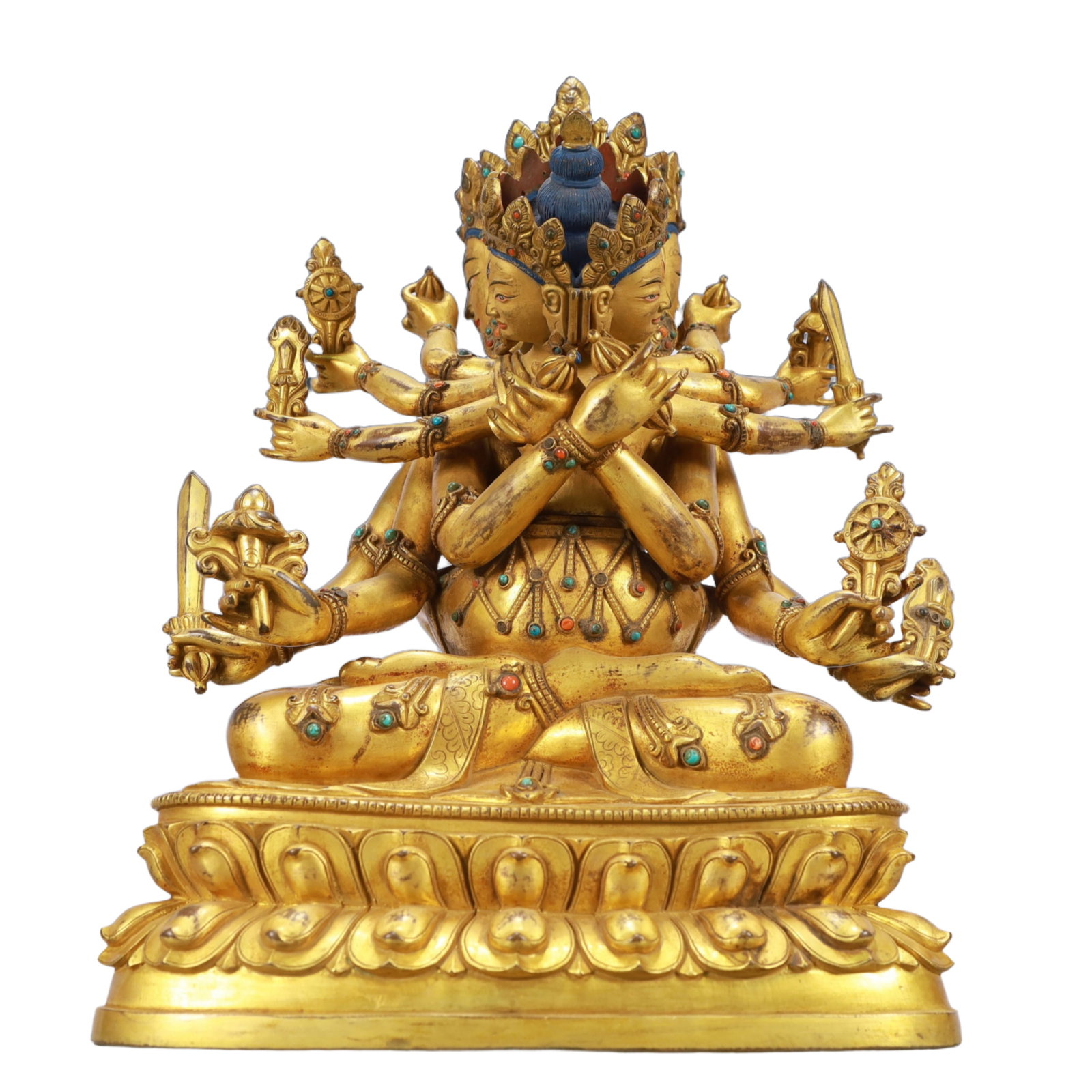 A Solemn Gilt Bronze Statue of Vajrasattva: A Solemn Gilt Bronze Statue of Vajrasattva,Ming Dynasty, China,Size:10.2inx6.7inx14.6in 铜鎏金金刚萨陲像,中国明代