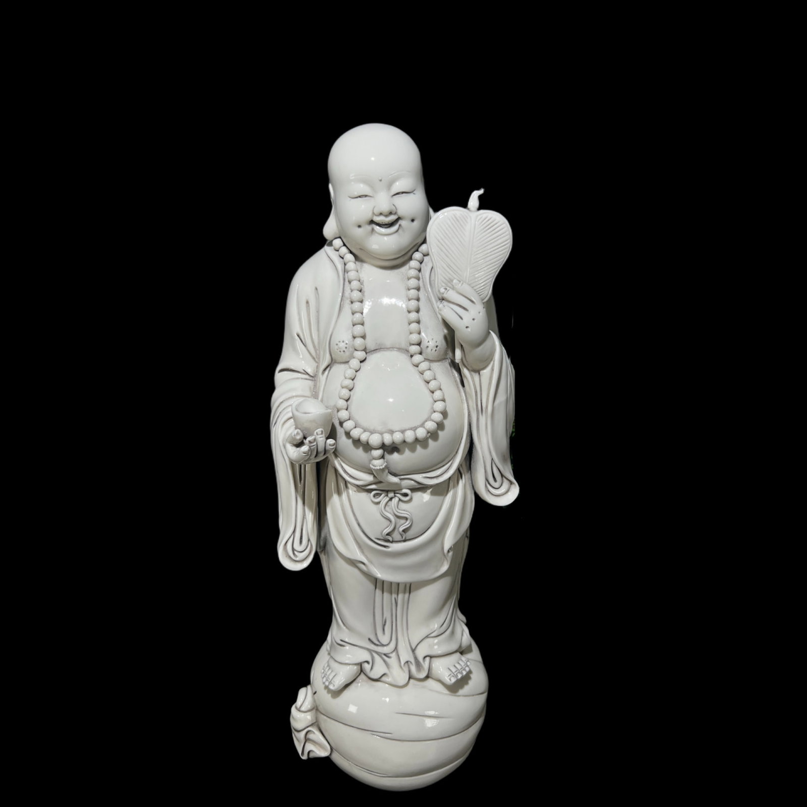 A Solemn Blance-De-Chine Statue of Maitreya Buddha (1 of 10)