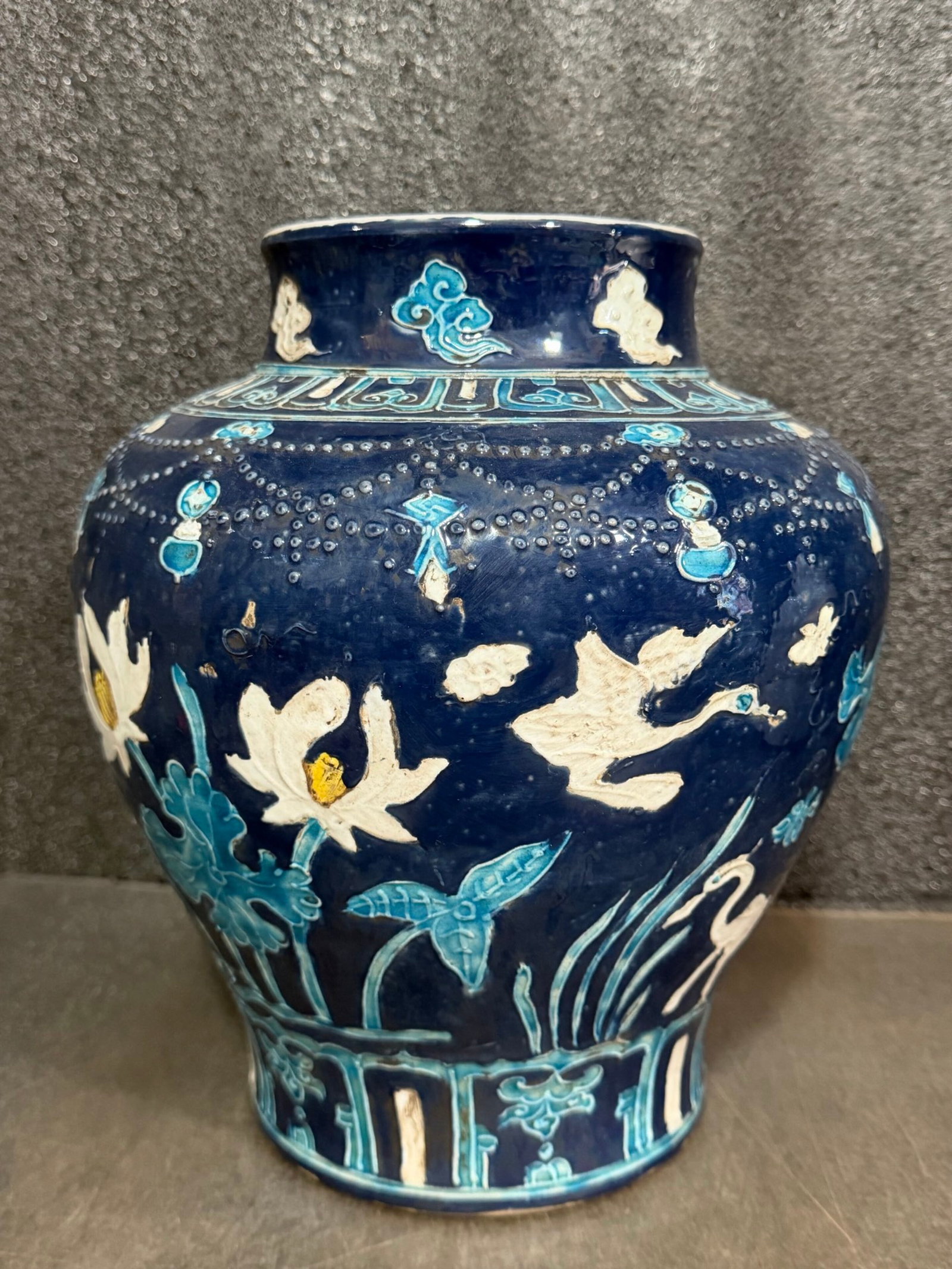 An Exquisite Fahua Glazed Flower and Bird Pattern Vase (1 of 7)