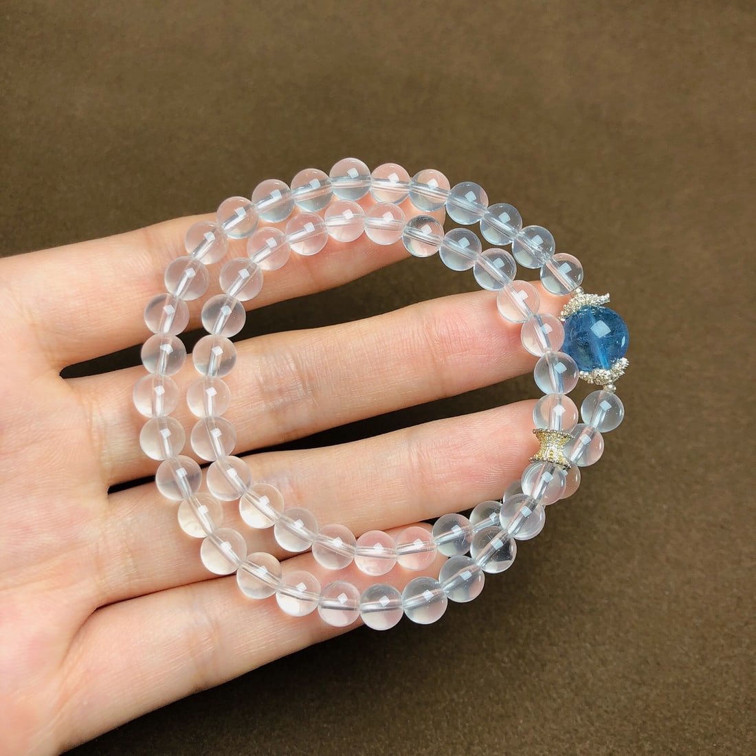 An Exquisite Crystal Aquamarine Bracelets: An Exquisite Crystal Aquamarine Bracelets,Size:6.2mm,9.9mm,Weight:22.1g 水晶海蓝宝手串