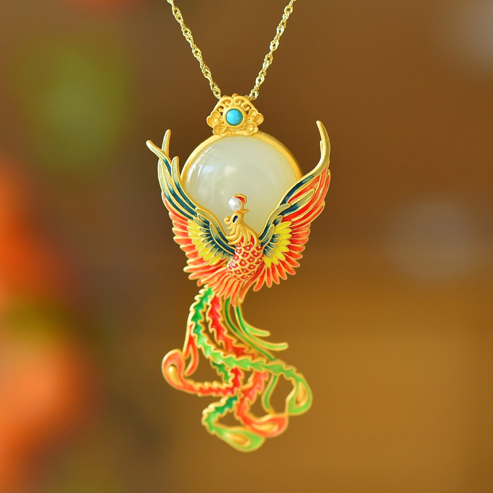 An Exquisite Sterling Silver-Gold Plated Inlaid White Jade Brooch: An Exquisite Sterling Silver-Gold Plated Inlaid White Jade Brooch 纯银镀金镶白玉胸针
