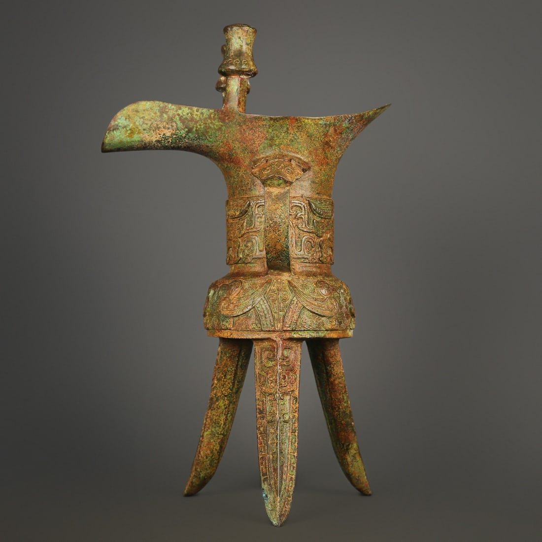 An Exquisite Bronze Beast-Face Pattern Goblet (1 of 10)