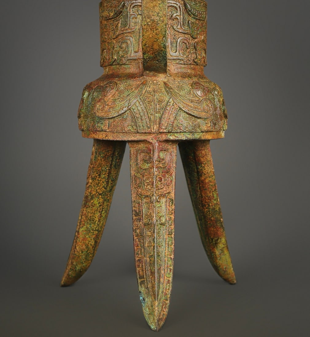 An Exquisite Bronze Beast-Face Pattern Goblet - 2