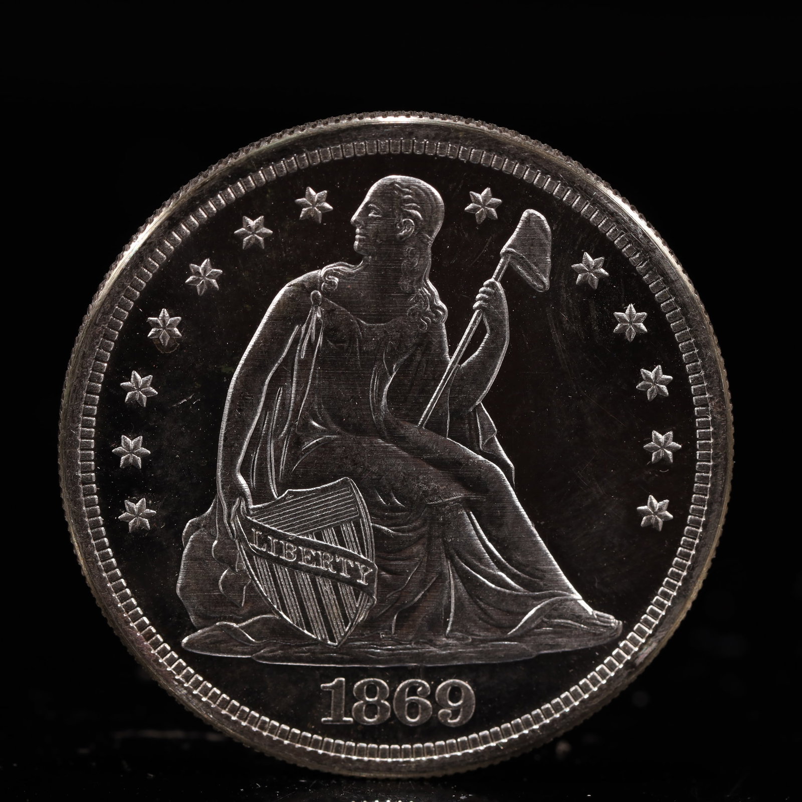 USA One Dollar 1869 Coin: American coin. IN GOD WE TRUST / LIBERTY / 1869 / UNITED STATES OF AMERICA / ONE DOL. Weight:26.9g.