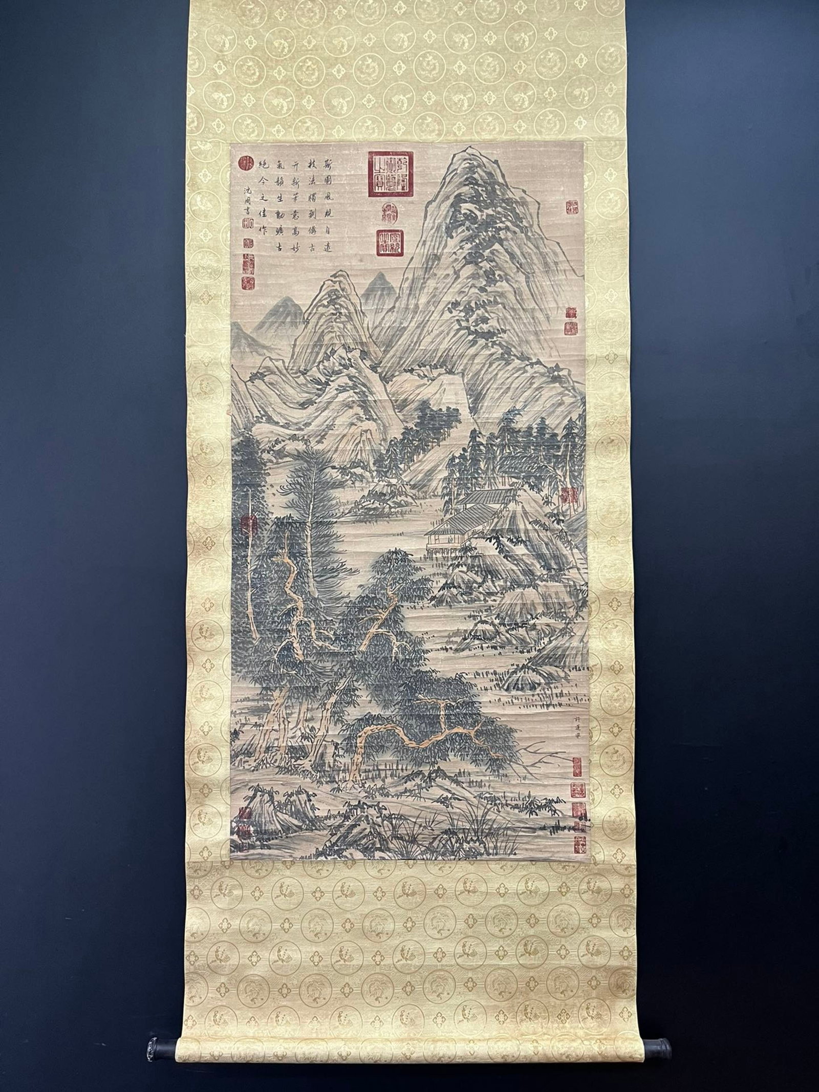 A Chinese Vertical Scroll Ink Painting of Landscape on Paper,Xu Daoning (1 of 9)