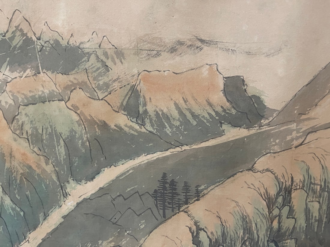 A Chinese Ink Painting of Landscape on Paper,Wen Zhengming - 3