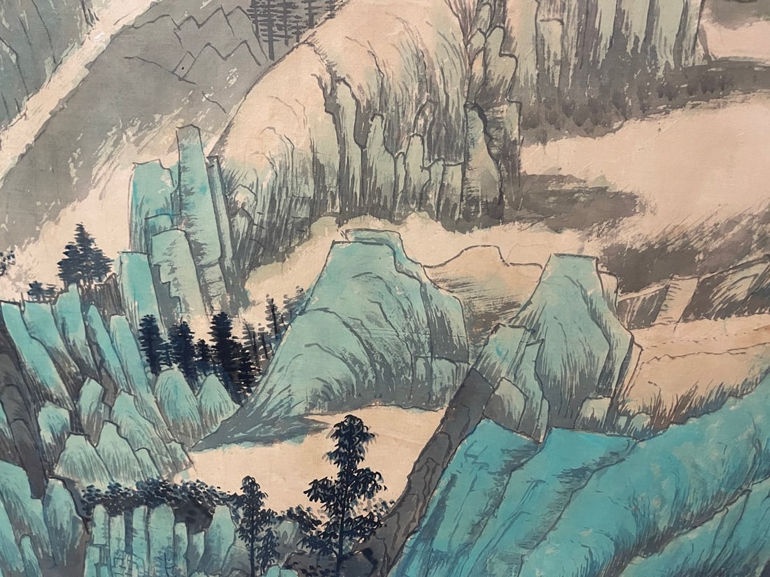 A Chinese Ink Painting of Landscape on Paper,Wen Zhengming - 4