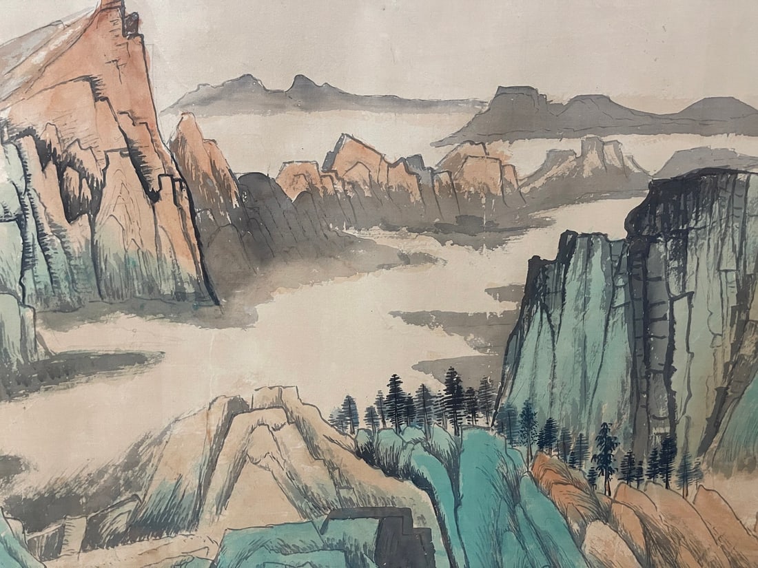 A Chinese Ink Painting of Landscape on Paper,Wen Zhengming - 6