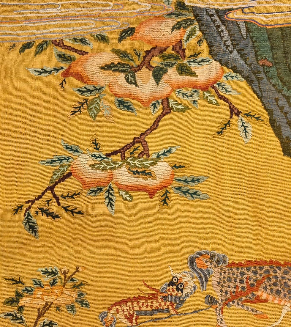 Exquisitely embroidered unicorn pattern four-stripe screen - 5