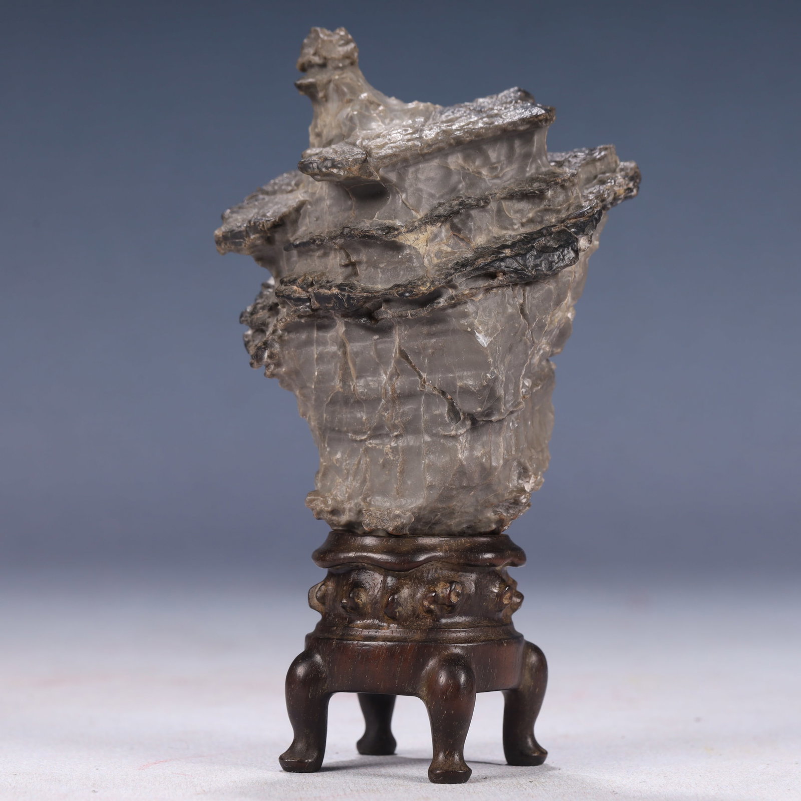 An Exquisite Stone Rockery Ornament,With Base: An Exquisite Stone Rockery Ornament,With Base,Qing Dynasty, China,Size:3.1inx2inx3.9in,Weight:300g 石头山子摆件,带底座,中国清