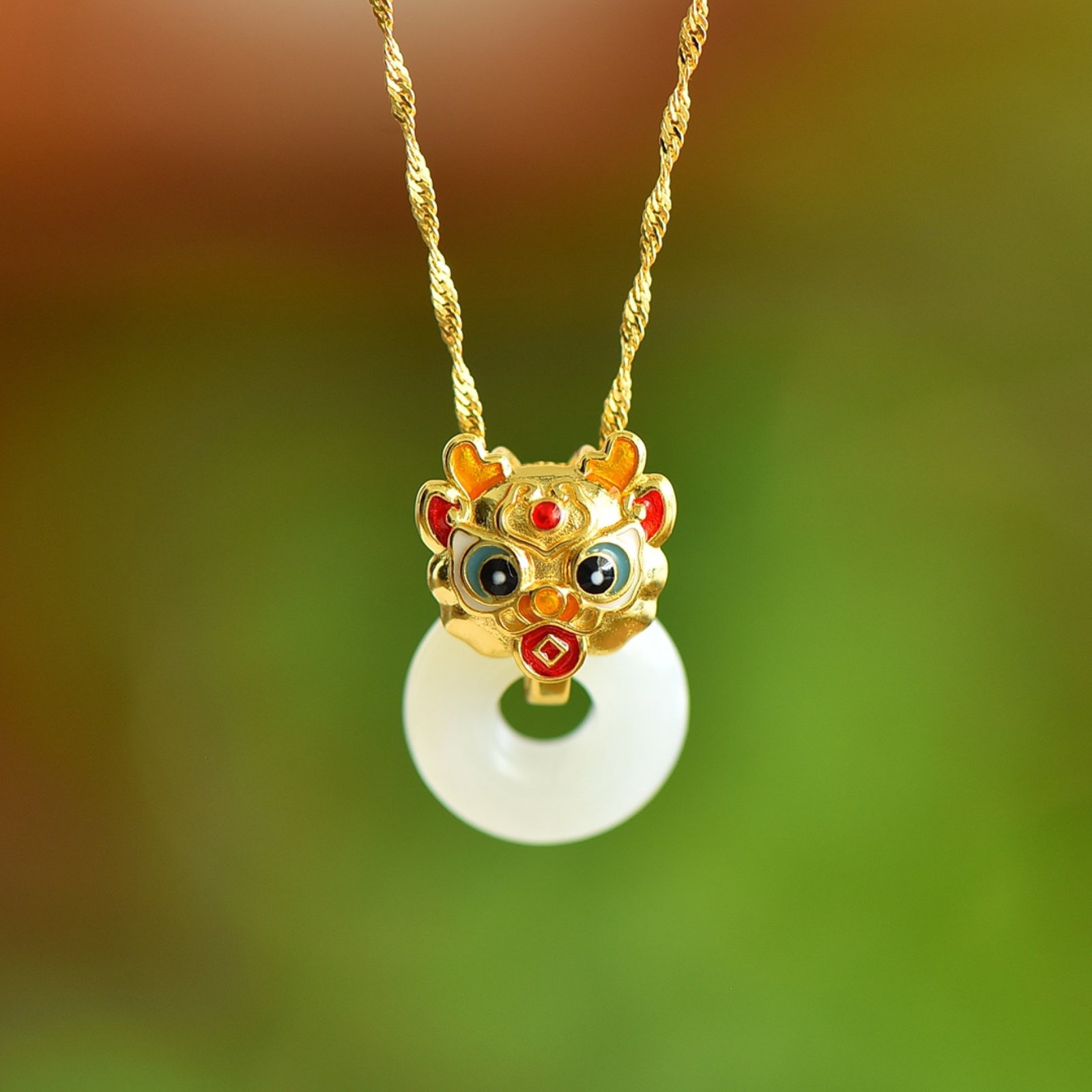 An Exquisite Sterling Silver-Gold Plated Inlaid White Jade Enamel Pendant: An Exquisite Sterling Silver-Gold Plated Inlaid White Jade Enamel Pendant,Size:15mmx15mm 纯银镀金镶白玉珐琅吊坠