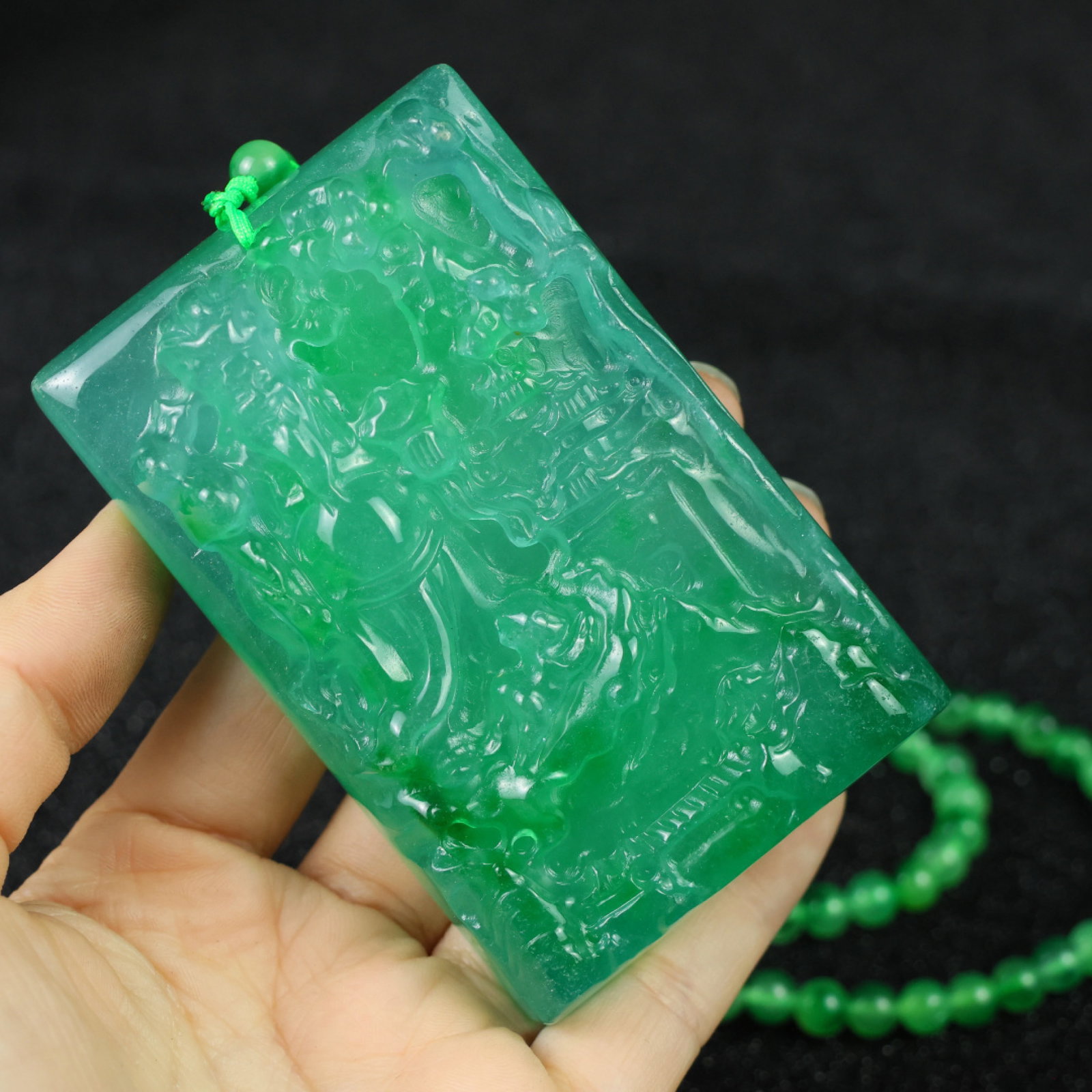 An Exquisite Jadeite Mammon Pattern Pendant - 8