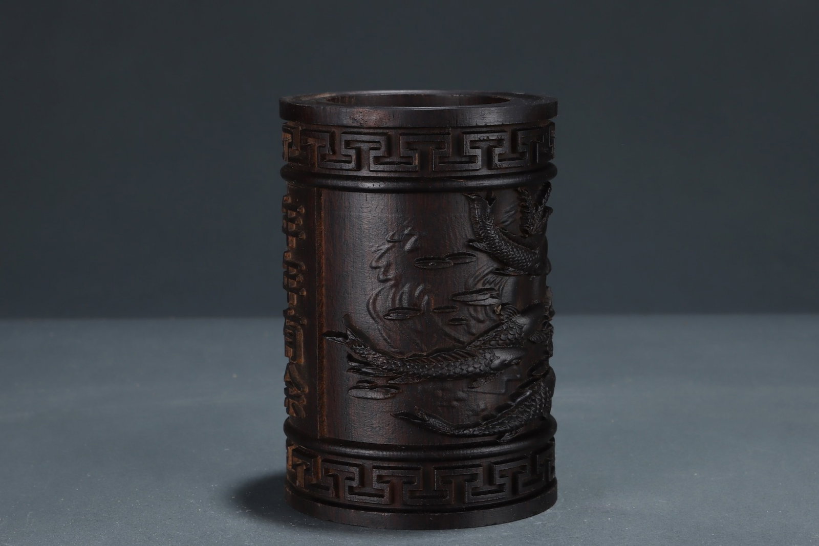 A Rare Eaglewood Fish Pattern Brush Pot - 2