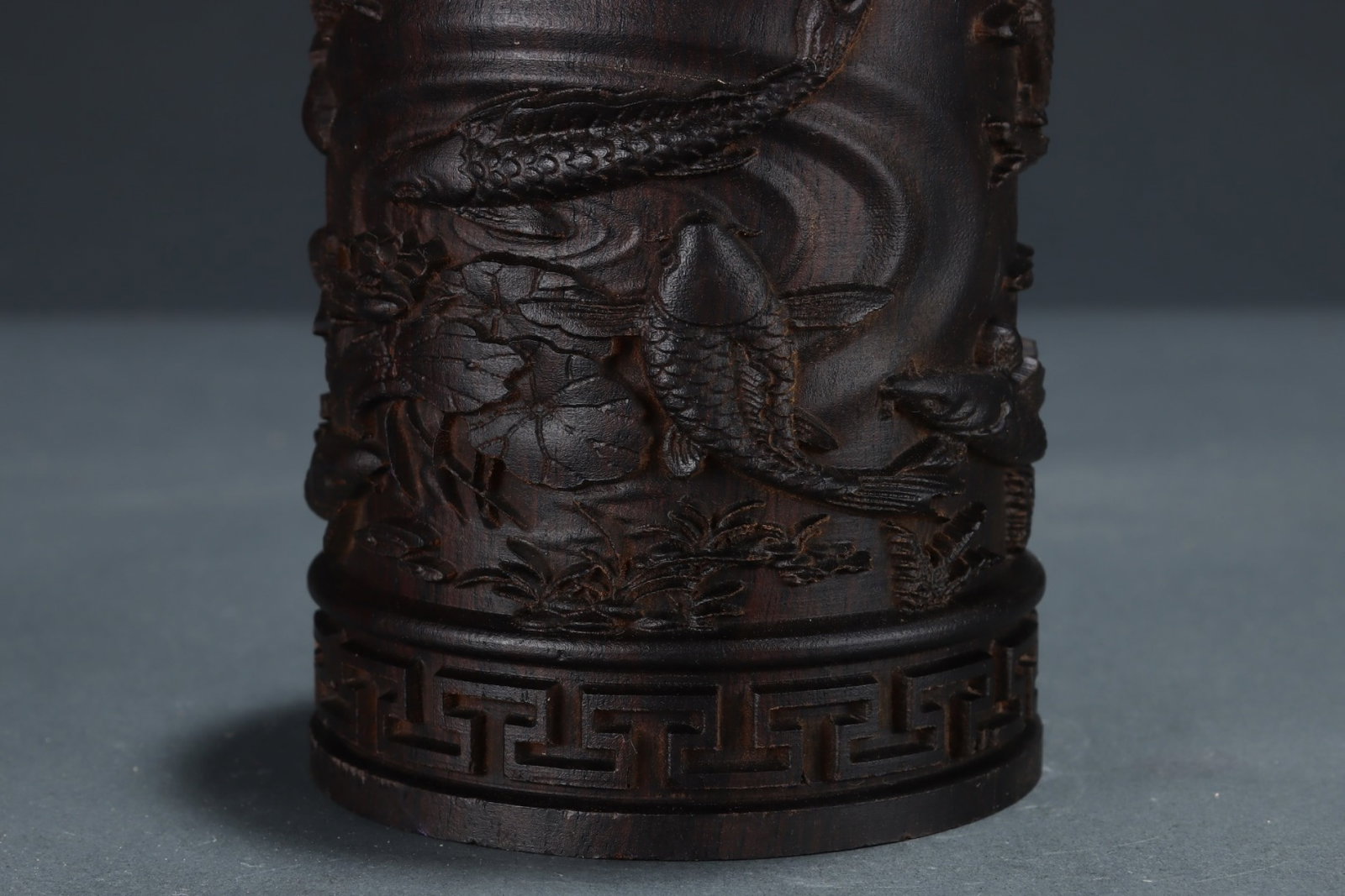 A Rare Eaglewood Fish Pattern Brush Pot - 5