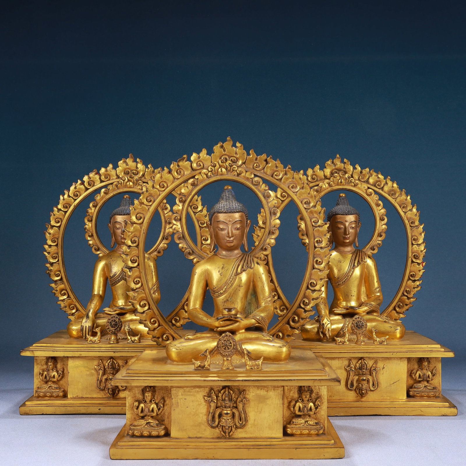 A Set of Solemn Gilt Bronze Statue of Sakyamuni (1 of 8)
